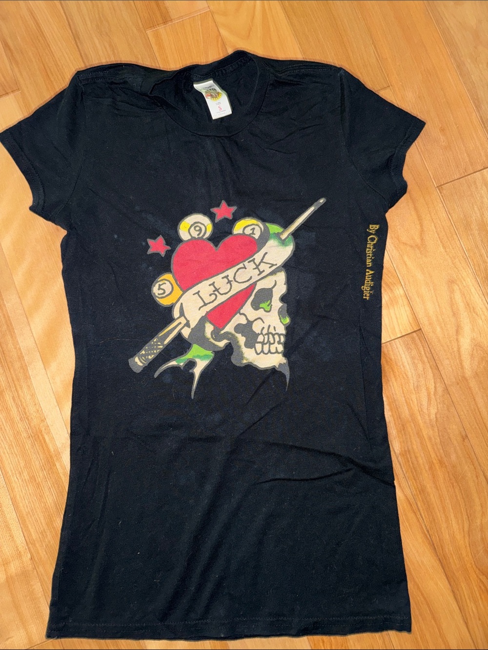 Ed Hardy Black Short-Sleeve Tee with Red Heart & Skull Graphic